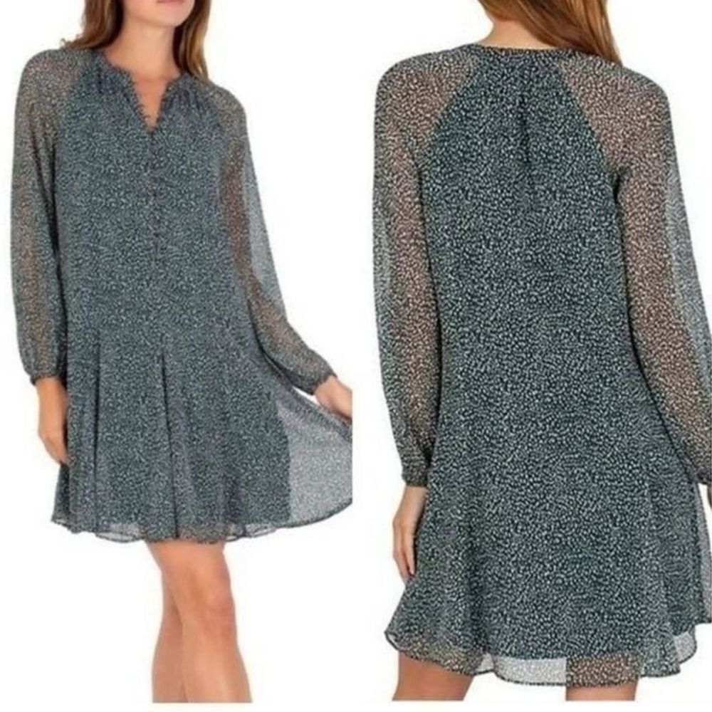 Joie -1035 NWOT Mini‎ Dress Shift Balloon Sleeve Chiffon Arctic Animal Print S